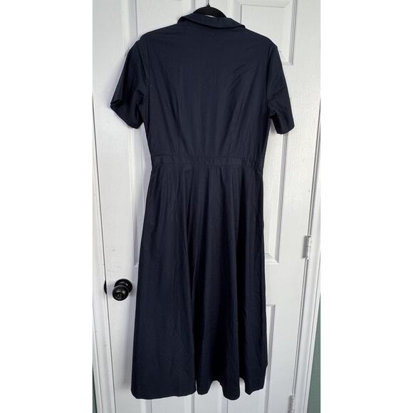 NWT Reformation ISADORA navy blue midi length short sleeve full wrap Size 10 - Picture 8 of 15